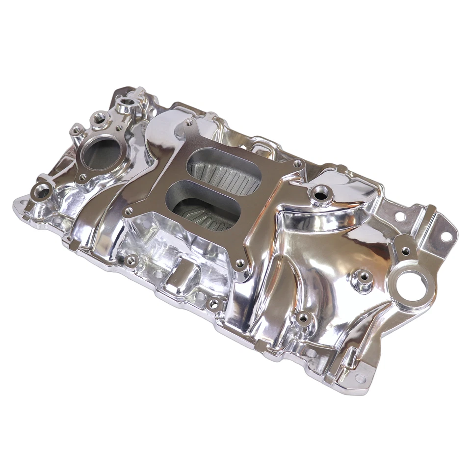 SBC Intake Manifold Performer Dual Plane For Small Block Chevy 55-86 Polished Foto 4 de 4