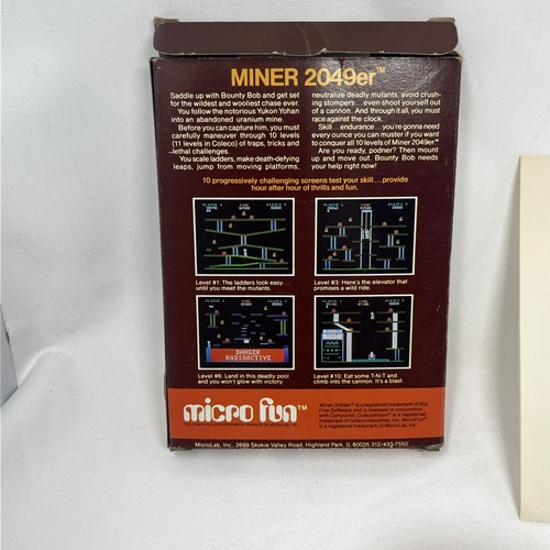 ColecoVision MINER 2049er Micro Fun CIB Tested. - Picture 11 of 12