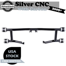 Silver CNC w/ Carbon ProTek Front High Way Peg Two Step Crash Bar For 09+ Harley