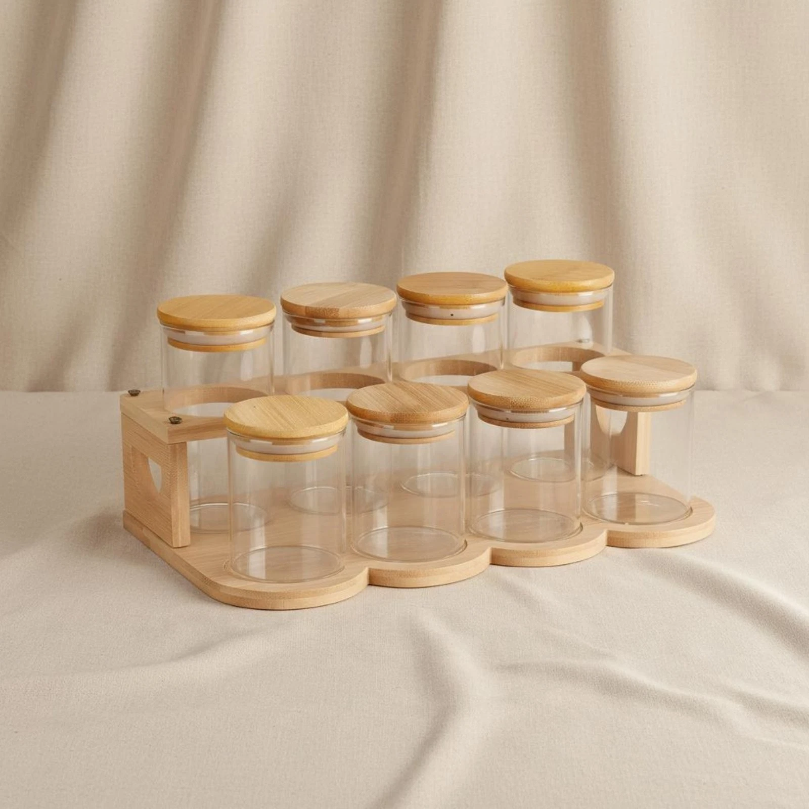 Glass Seasoning Jar Set with Rack Airtight Seal Kitchen Counter Seasoning
Opens in a new window or t