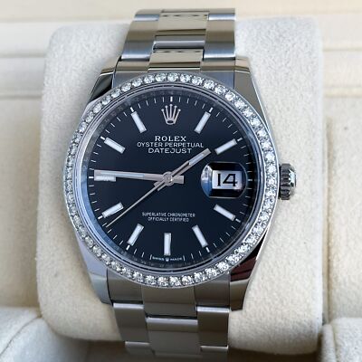 Rolex Datejust 36mm Full Set 2025 UNWORN Diamanten 126200 Schwarz Diamond Bezel