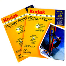 Kodak PREMIUM PICTURE PAPER High Gloss 2 PACKS 8.5" x 11" 100 Sheets Acid Free