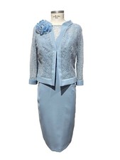 Abito vestito donna elegante cerimonia azzurro mamma sposa sposo  42 44 uk 8 10