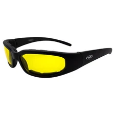 Global Vision Chicago Padded Motorcycle Sunglasses Black Frame w/ Yellow Lenses