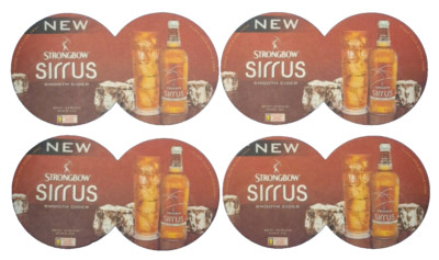 SET 4x STRONGBOW CIRRUS GLATT ACKER BIER MATTEN UNTERSETZER BRANDNEU!