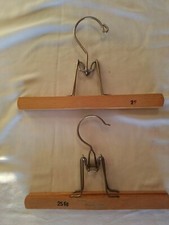 NEVCO VINTAGE WOOD SKIRT PANT 10" CLAMP HANGER SET OF 2 ROUND END