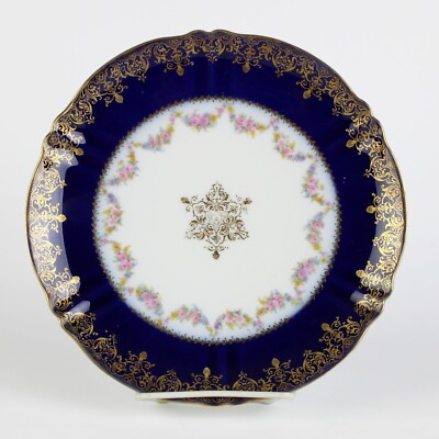 Theodore Haviland Limoges Cobalt Blue with Gold Filigree Plate