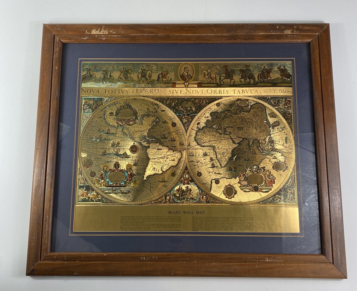 Gold Foiled Blaeu Piscator Wall Map 