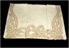 LENZUOLO PURO LINO RICAMATO PIZZO CANTU ECRU' NATURALE