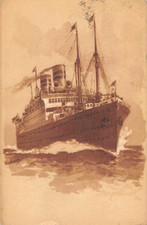 SS CLEVELAND AT SEA ~ UNITED AMERICAN SHIP LINE, ARTIST IMAGE ~ used France 1925