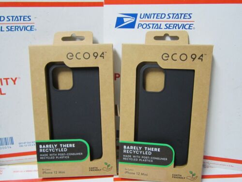 Eco94 by Case-Mate Eco-Clear Cases for Apple iPhone 12 mini Black (2 Pack) ,S2 - Afbeelding 1 van 12