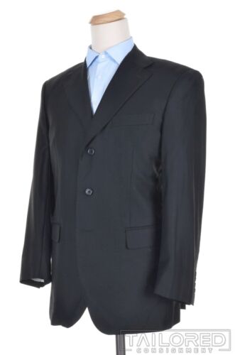 LUCIANO BARBERA Solid Black Wool Mens Dual Vent Blazer Sport Coat Jacket - 40 R - Afbeelding 1 van 9