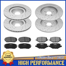 Front Rear Drilled Brake Rotors & Ceramic Pads For 11 - 14 Ford Edge Lincoln MKX