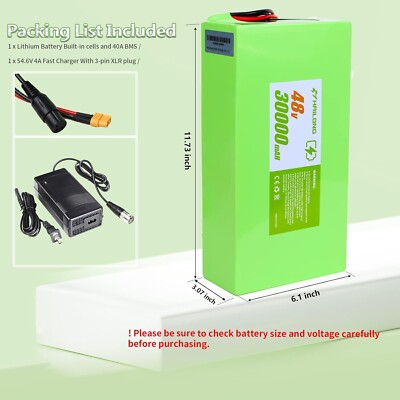 H HAILONG 48V 30Ah Battery ebike battery & 4A Charger XT60