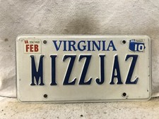 2010 Virginia Vanity License Plate &ldquo;MIZZJAZ&rdquo;