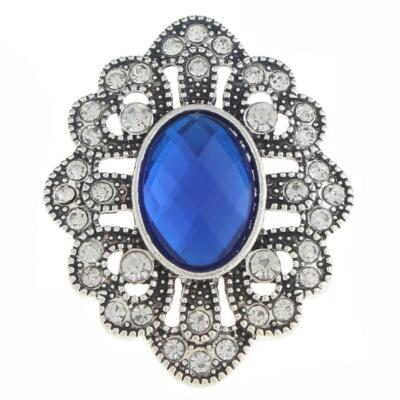 Snap Jewelry Antique Blue Oval Rhinestones 18-20mm Fits Ginger Charms Accessory