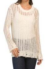 Suéter Anthropologie Moon River Punto Abierto Escalera Tejido Marfil Talla S