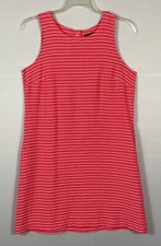 Tommy Hilfiger Dress Womens Size 10 Red Striped Sleeveless Buttons Knee Length