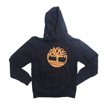Men Timberland 100 authetnic Pullover L/S Hoodie size Medium Logo Black