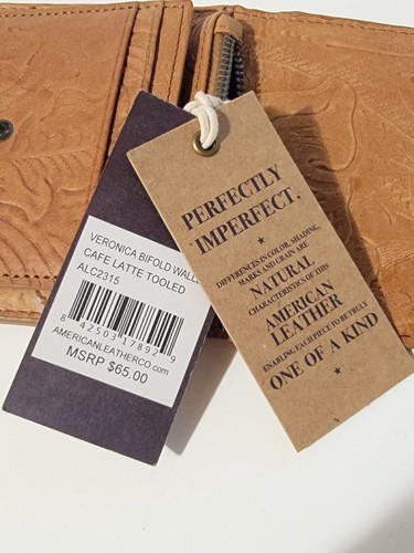 American Leather Co. Veronica Tooled Leather Bifold ID Credit Card Wallet.. New - Picture 13 of 14