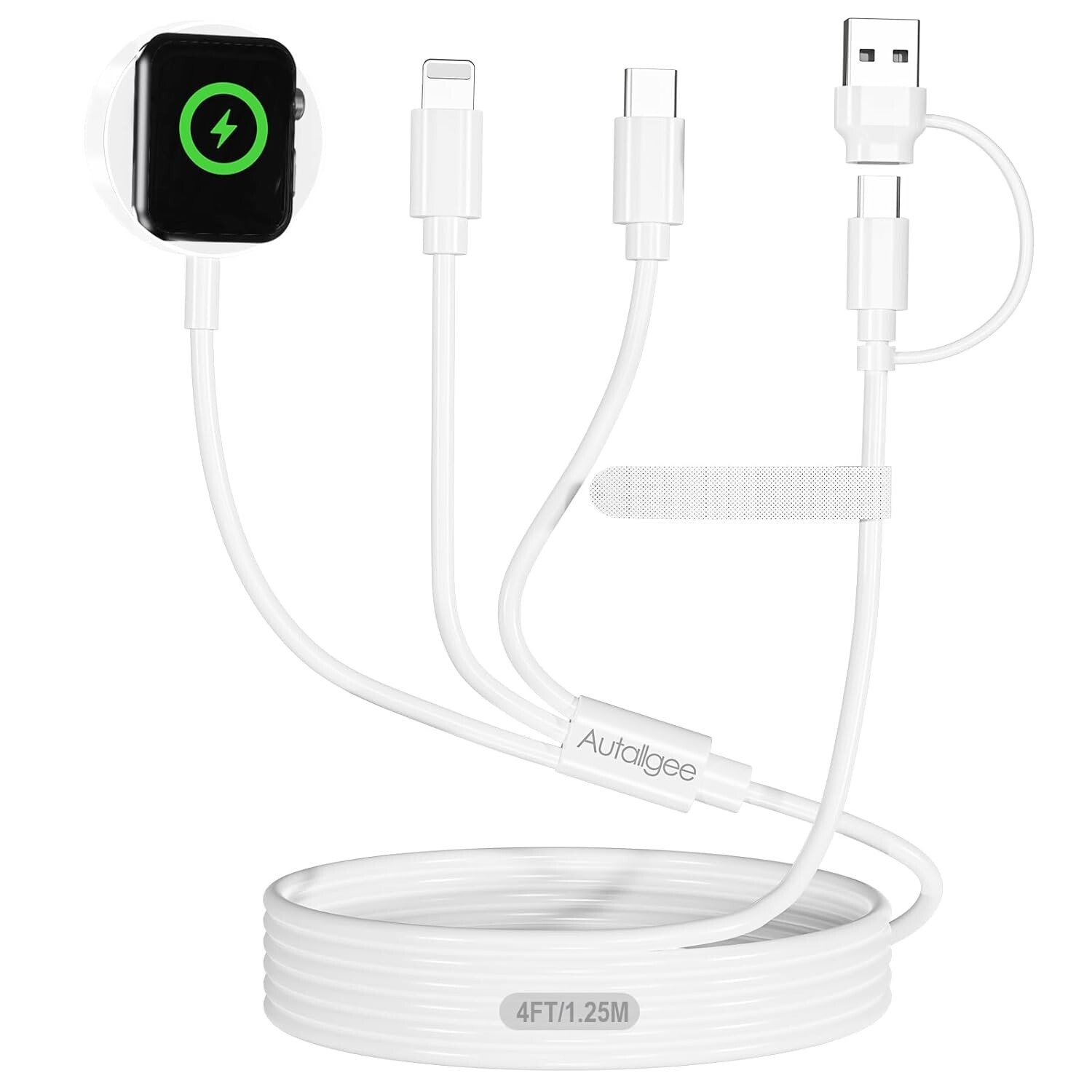 Multi Charging Cable 3 in 2 for Apple Watch iWatch Charger USB C/A Travel