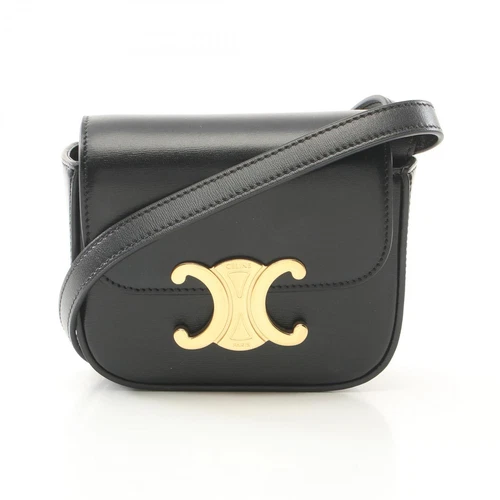 CELINE Mini-Claude Triomphe Shoulder Bag 10I513 leather Black Used Crossbody