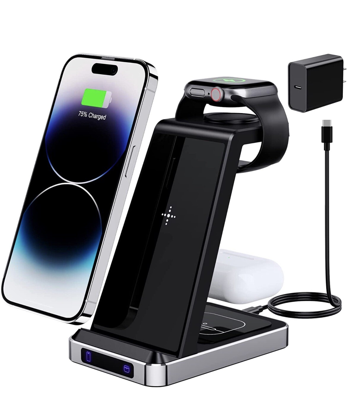 Wireless Charger Dock Charging Station 3 in 1 For Apple Watch iPhone 14 13 12 XS-image