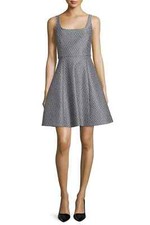 THEORY 295 Trekana Circuit Knit Gray A-Line Square Neck Tank Dress Size 10