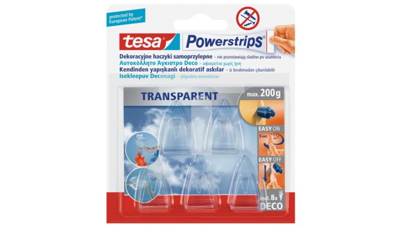POWERSTRIPS DECO self-adhesive hook transparent /10pcs/ /T2UK