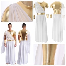 Men's Zeus Cosplay Costume Outfits Dress Carnival Toga Spartan Robe Festive