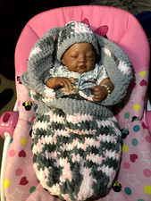 infant baby cozy cocoon snuggle wrap hat HANDMADE Swadddle oak Newborn-3 months