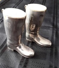Vintage Silver Plated Grenadier Riding Boots Shot Spirit Measure Cup Pair 