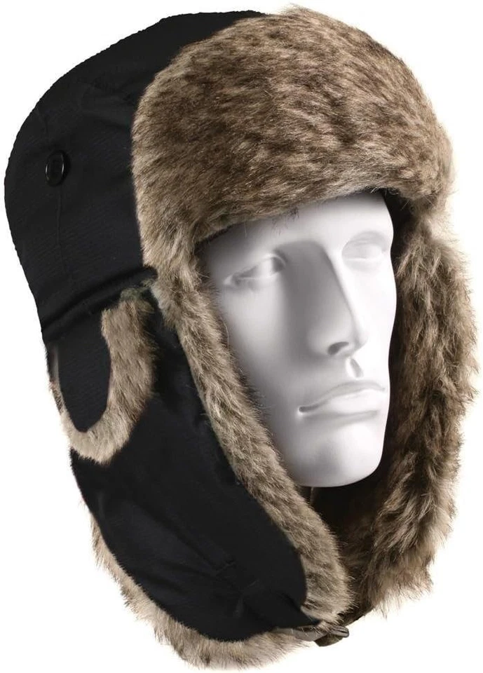 Sombrero volador de piel Rothco negro resistente al agua sombrero volador de piel sintética 9870 Foto 2 de 3