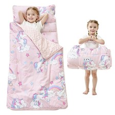 Toddler Nap Mat with Pillow and Blanket, Extra Large Rolled Napping Mats,Slum...