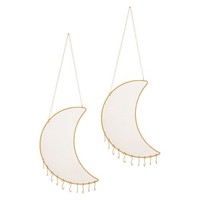 2 Set Ohrringhalter Organizer Wand, Halskettenhalter HäNgender Mit 6 Haken, Mond