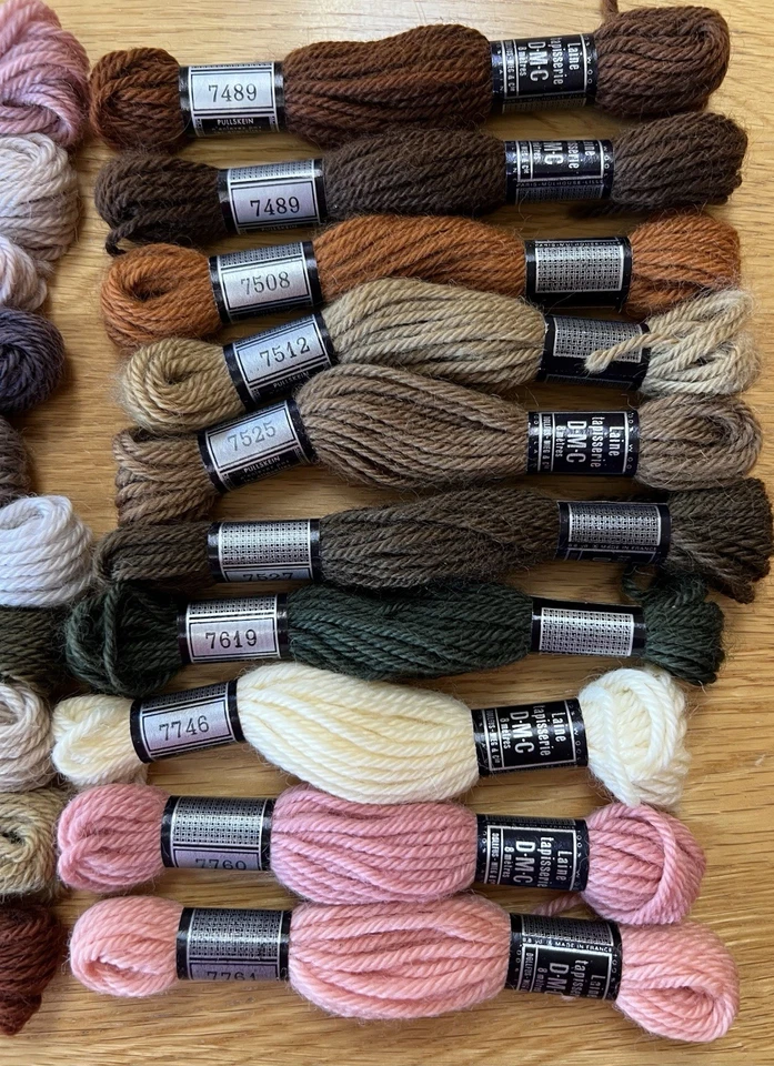 Tapiz Laine DMC 100 % HILO lana ~ Lote de 29 madejas rojas/rosadas/marrones/naranja ~ crewel Foto 4 de 4