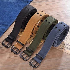 Sports Outdoor Work Waist Belt Double Row Needle Buckle Woven Belt Thicken DIY ☾