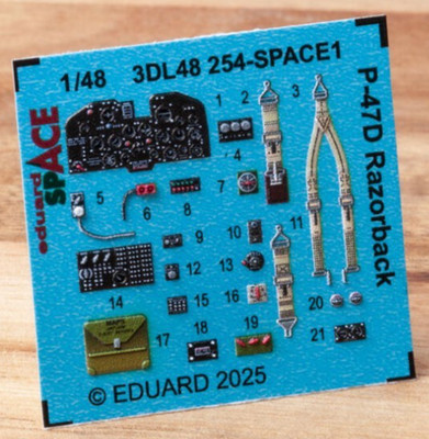 Eduard SPACE 1/48 P-47D Razorback 3D Cockpit Interior + Seat Decals (Miniart)