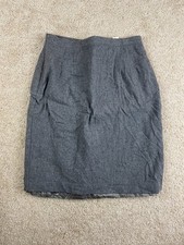 Vintage Isaac Hazan Skirt Womens Size 14 Wool Pencil Skirt Gray Made in USA