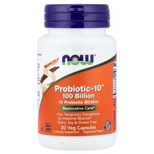 Now Foods Probiotic-10 100 Billion 30 Veg Capsules Dairy-Free, Gluten-Free, GMP