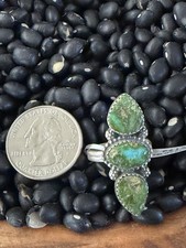 Sonoran Gold Turquoise And Sterling Silver 3 Stone Southwest Ring Adjustable Siz