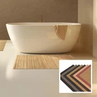 Lines Bamboo Bathroom Rug With Non-Slip Bearing