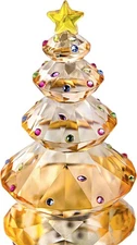 QFkris Crystal Christmas Tree Figurine 3.5" Glass Paperweight Table Ornament Chr