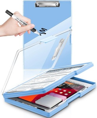 Dry Erase Clipboard with Storage 8.5x11 Aqua Blue Clearview