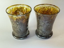 2 Neiman Marcus Art Glass Moss Agate Water Cups Hand Made in Poland NEW
