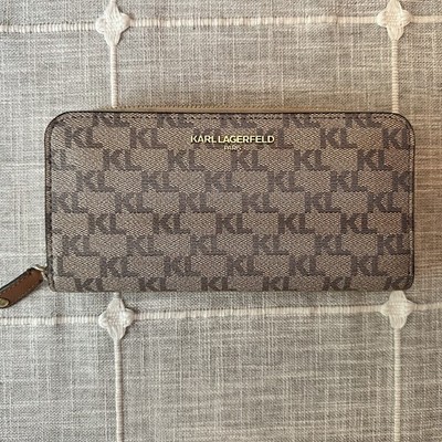 Karl Lagerfeld Paris Monogram Continental Zip Wallet - NWOT Like New