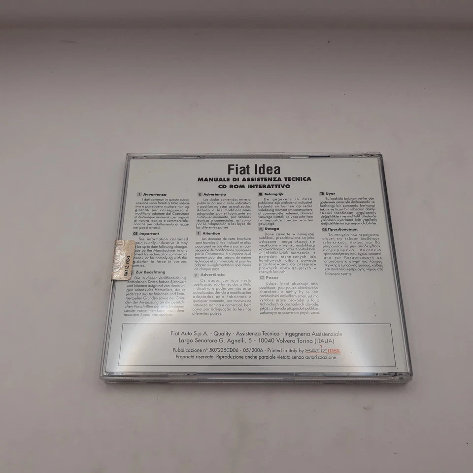 Manuale officina di Assistenza Tecnica per Fiat Idea CD ROM -Interattivo 05/2006 - Immagine 2 di 4