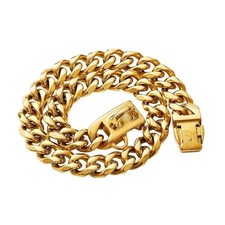 Large Dog Chain Collar Puppy Stainless Steel Choker Heavy Duty Cuban Necklace UK