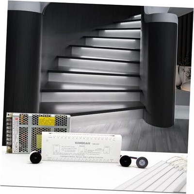 Motion-Activated Cascading Effect LED Stair Lighting 16 Stairs Cool White 6000K