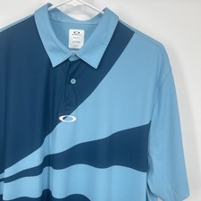 Oakley Mens XL Golf Polo Shirt Geometric Swing Interstellar Blue Short Sleeve